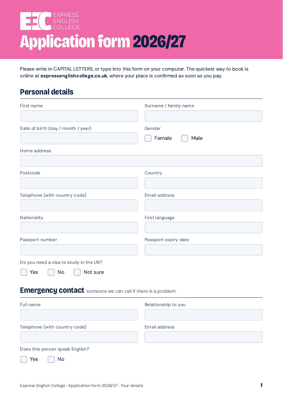 Student Application Form 2026/27